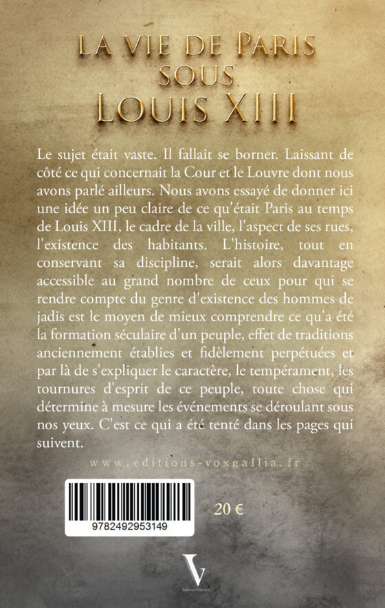 La vie de Paris sous Louis XIII