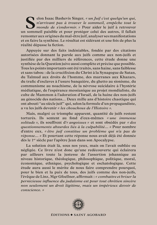 De la question juive Synthèse abbé Olivier Rioult CSRB DIFFUSION